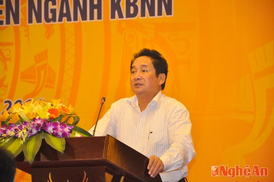 Đồng chí Thái Văn Hằng- Phó Chủ tịch UBND tỉnh phát biểu chào mừng hội nghị