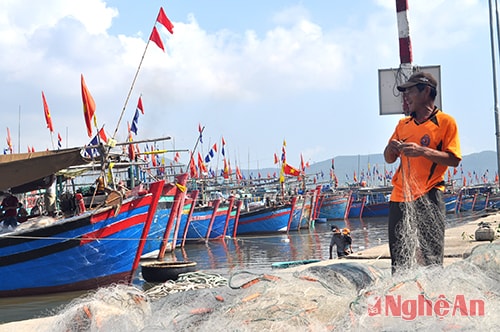 Tàu cá neo đậu tại Lạch Cờn (Quỳnh Lưu).