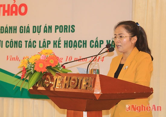 Bà Võ Thị Minh Sinh- Phó GĐ Sở KH&ĐT, GĐ quản lý dự án Poris Nghệ An tiếp thu những bài học kinh nghiệm để đề xuất tỉnh tiếp tục đổi mới lập kế hoạch cấp xã