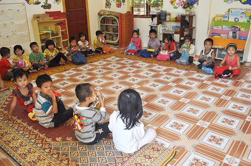 Các cháu bản Xốp Mạt được học trong phòng học khang trang, sạch sẽ tại trường mầm non.