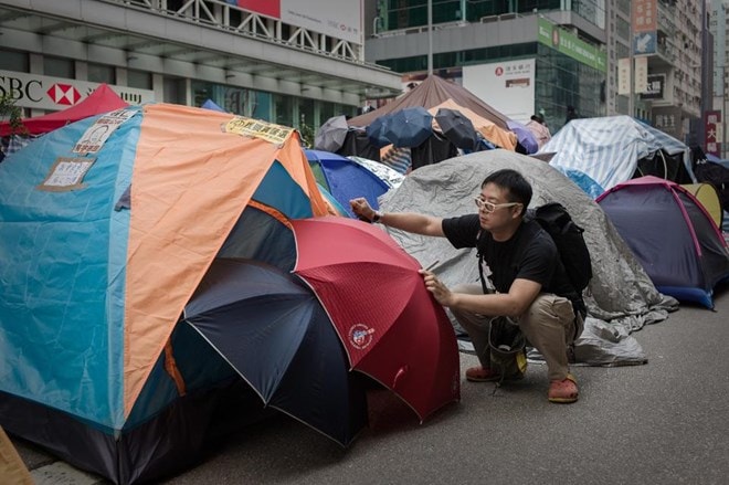 Phe biểu tình dựng lều ở khu Mongkok hôm 12/11 (Nguồn: AFP)