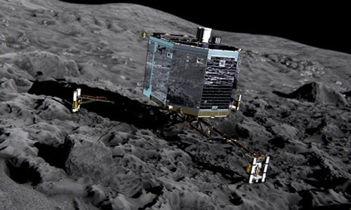 Mô phỏng Philae trên bề mặt sao Chổi 67P/Churyumov-Gerasimenko. Ảnh: ESA