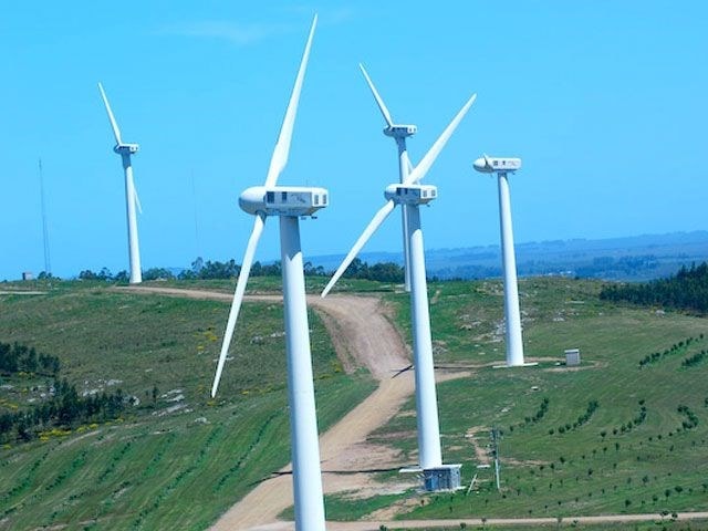 Những hàng dài turbin gió - cảnh tượng đã trở nên quen thuộc trên những ngọn đồi ở Uruguay