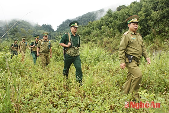 Phối hợp tuần tra bảo vệ an ninh biên giới. Ảnh: h.t