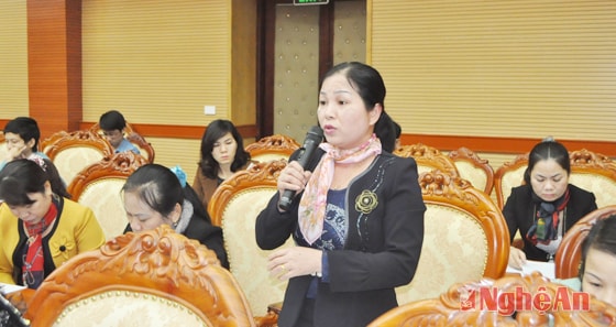 Đai diện Thường trực HĐND huyện Quế Phong nêu ý kiến tại hội nghị