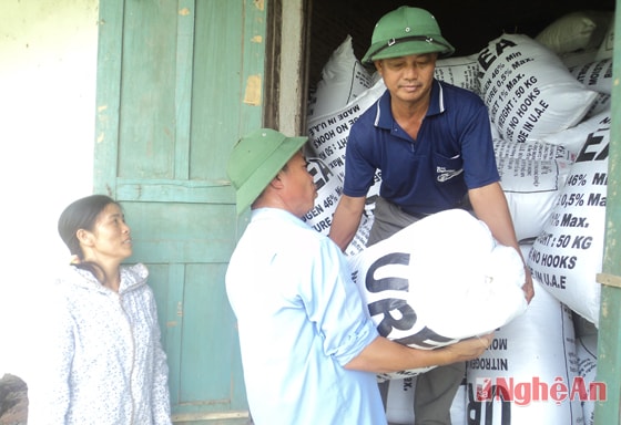 Hợp tác xã dịch vụ nông nghiệp Văn Sơn (Đô Lương) cung ứng vật tư chuẩn bị vụ xuân cho xã viên.