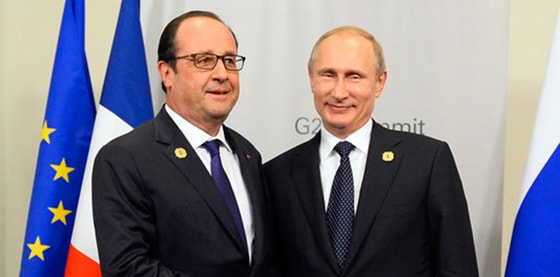 Tổng thống Francois Hollande và Tổng thống Vladimir Putin. Ảnh: Alain Jocard