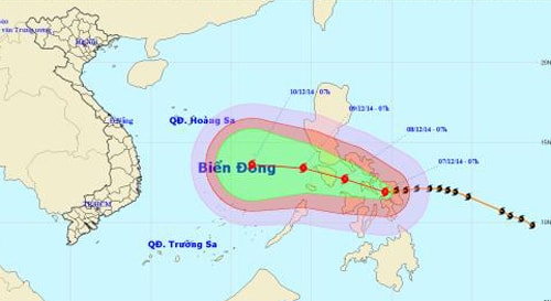  Vị trí và đường đi cơn bão