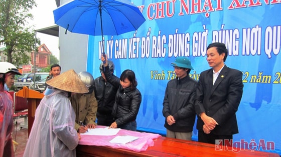 Ký kết UBND phường Vinh Tân bảo vệ môi trường hưởng ứng ngày chủ nhật xanh