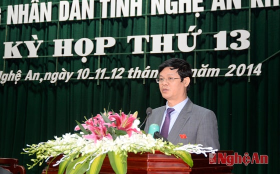 Phó Chủ tịch Lê Xuân Đại báo cáo dự thảo các tờ trình của UBND tỉnh trình kỳ họp