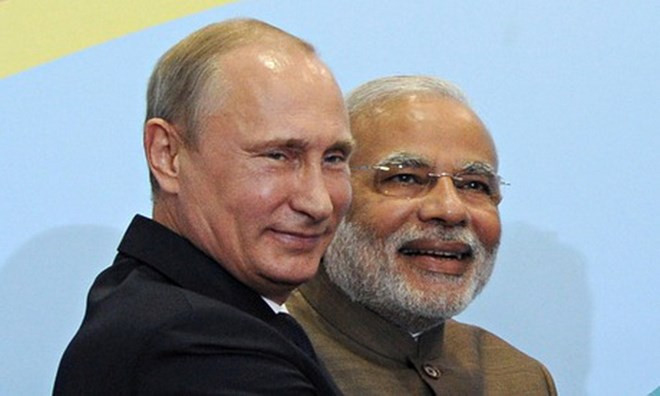 Tổng thống Nga Vladimir Putin và Thủ tướng Ấn Độ Narendra Modi. (Nguồn: Corbis)