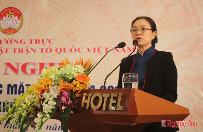 Đồng chí Trương Thị Ngọc Ánh – Phó Chủ tịch Ủy ban TW MTTQ Việt Nam phát biểu.