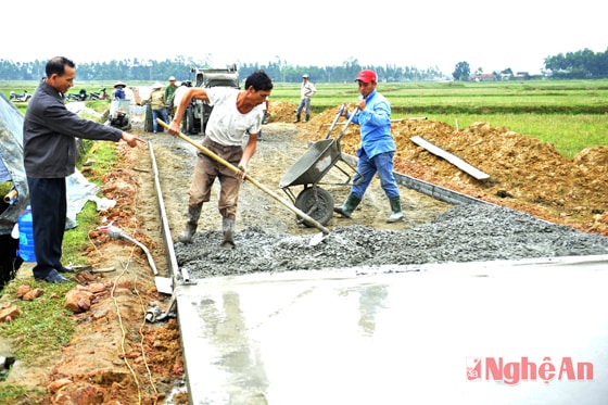 Nhân dân xã Nam Giang làm giao thông nội đồng. Ảnh: Sỹ Minh