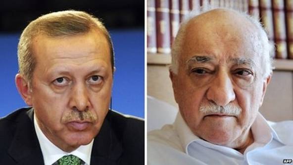 Recep Tayyip Erdogan (trái) và Fethullah Gulen (phải) đã từng là đồng minh thân cận