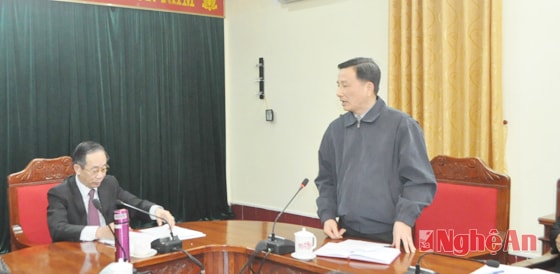 Đồng chí Lê Quang Huy - Phó Bí thư Tỉnh ủy phát biểu phối hợp đảm bảo công tác tuyên truyền hiệu quả
