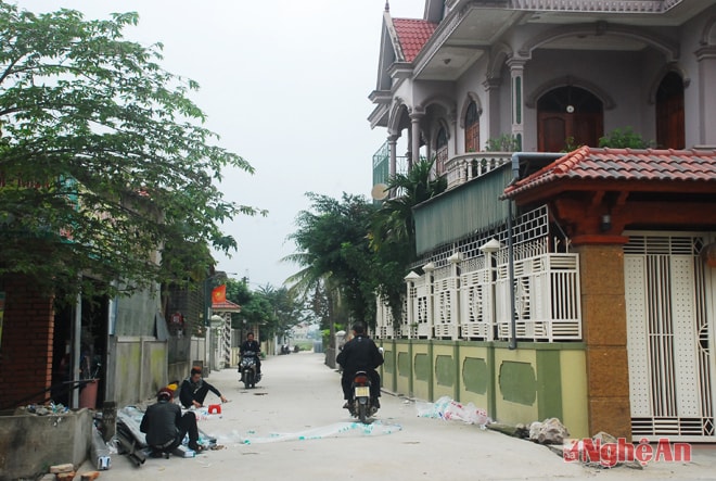 Đường làng, ngõ xóm sạch sẽ, khang trang ở Diễn Tháp. Ảnh: thu hương