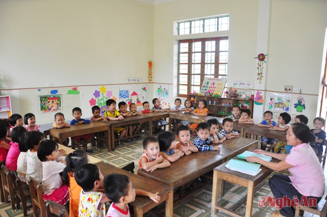 Tiết học ở Trường Mầm non Nam Trung (Nam Đàn).