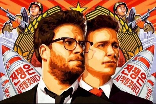 Poster phim The interview của Sony Pictures Entertainment -  hoãn chiếu vì bị tin tặc đe doạ khủng bố. 