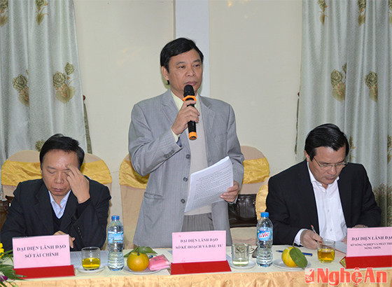 Đồng chí Phạm Văn Vinh - Phó Giám đốc Sở Kế hoạch và Đầu tư tham gia ý kiến tại cuộc làm việc