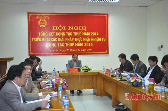 Đồng chí Nguyễn Hồng Hải - Phó Cục trưởng Cục thuế tỉnh chủ trì điểm cầu Nghệ An