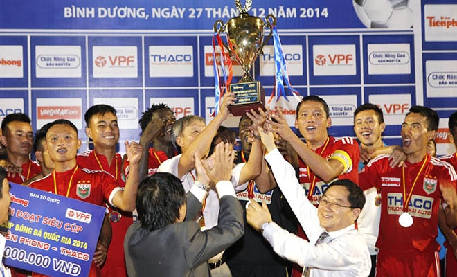 B.Bình Dương đã đoạt Siêu Cúp QG một cách xứng đáng, dù lối chơi thì chưa thật sự thuyết phục và ấn tượng. Ảnh: Như Ý