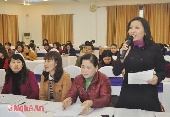 Đại diện Hội Phụ nữ Đô Lương đề xuất cần nâng cao chất lượng đội ngũ cán bộ hội cơ sở