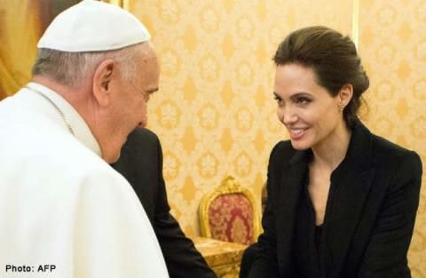 Angelina Jolie được diện kiến Giáo hoàng Francis tại tòa thánh Vatican