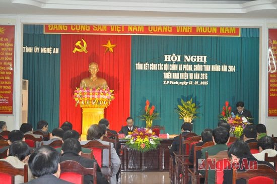 Toàn cảnh hội nghị Tổng kết công tác Nội chính và phòng chống tham nhũng năm 2014, triển khai nhiệm vụ năm 2015