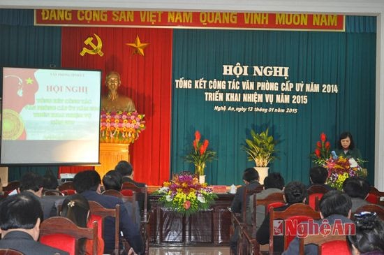 Toàn cảnh hội nghị triển khai công tác Văn phòng cấp ủy năm 2015