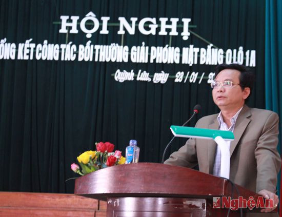 Đồng chí Hoàng Danh Lai - Chủ tịch UBND huyện Quỳnh Lưu phát biểu tại hội nghị