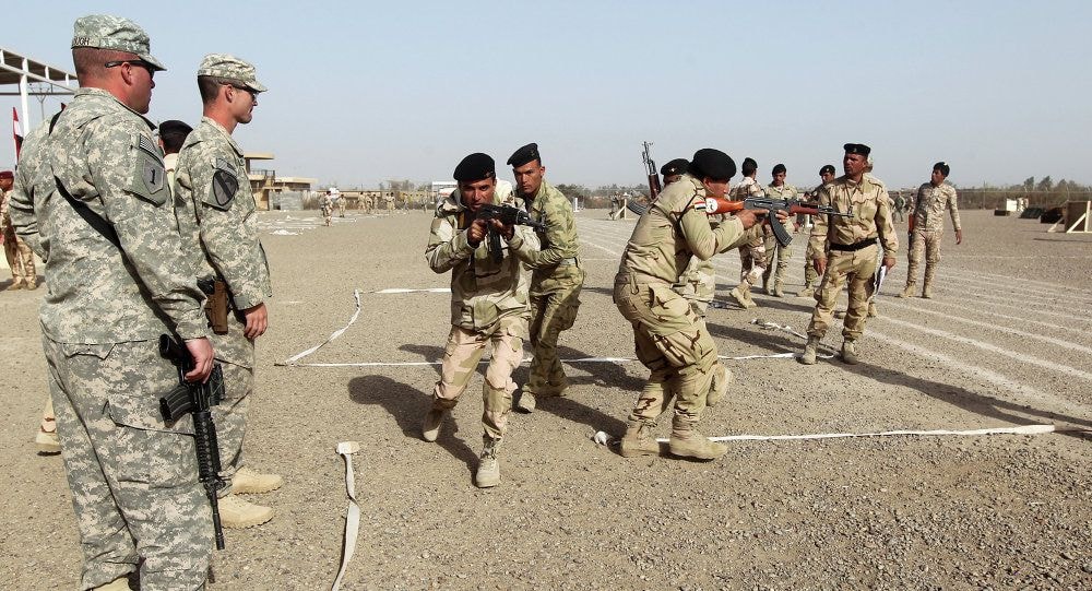 Binh sỹ Mỹ làm nhiệm vụ huấn luyện tại Iraq. Ảnh Internet
