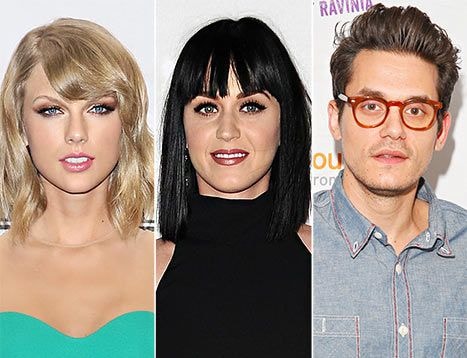 Taylor, Katy và John Mayer được bố trí cách xa nhau. Ảnh: WireImage, Film Magic.