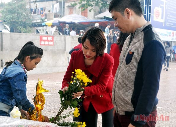 Du khách chọn mua những bông hoa đẹp nhất.