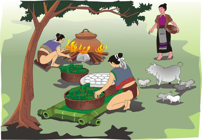 Tục gói bánh chưng - bánh dày của người Việt đã có từ rất xa xưa (Ảnh minh họa)
