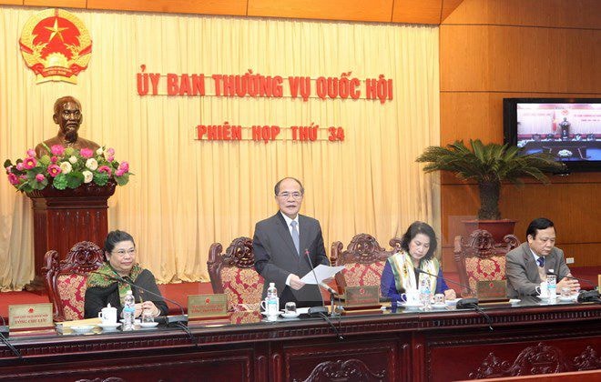 Phiên họp thứ 34 của Ủy ban Thường vụ Quốc hội. Ảnh: TTXVN