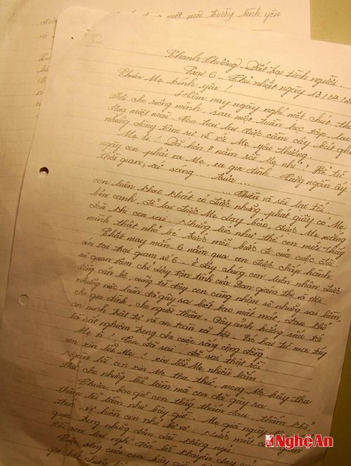 Bức thư của phạm nhân N.C.B gửi mẹ