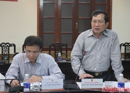 Đồng chí Đinh Viết Hồng  _ Phó Chủ tịch UBND tỉnh phát biểu tại hội nghị