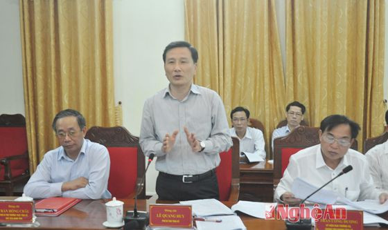 Đồng chí Lê Quang Huy- Phó Bí thư Tỉnh ủy phát biểu