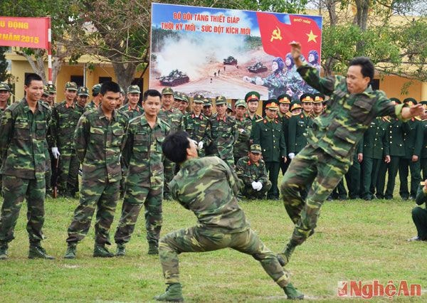 Biểu diễn võ thuật tại lễ ra quân huấn luyện.