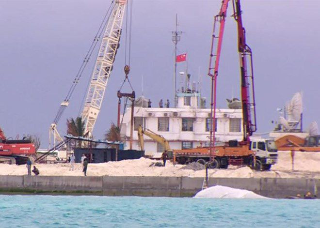 Trung Quốc ồ ạt xây dựng trái phép trên đảo Gạc Ma. Nguồn: bbcimg.co.uk