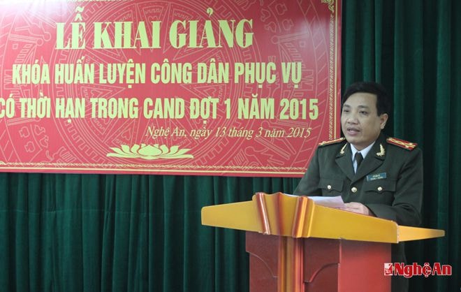 Đại tá Hồ Văn Tứ, Phó giám đốc công an tỉnh phát biểu