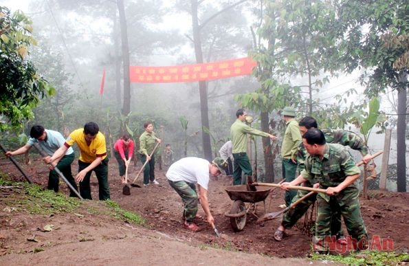 ĐVTN Đoàn cơ sở Lữ đoàn đang tích cực chung tay tham gia củng cố Trạm 709.