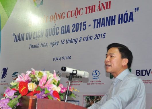 Đồng chí Đỗ Trọng Hưng-Ủy viên BTV, Trưởng Ban Tuyên giáo Tỉnh ủy-Phó Ban tổ chức Năm du lịch quốc gia 2015-Thanh Hóa phát biểu chỉ đạo tại lễ phát động