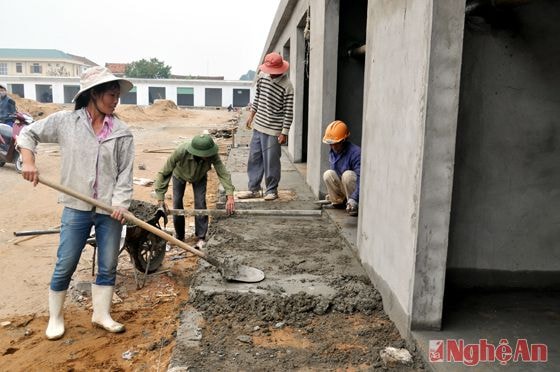 Thi công hoàn thiện chợ ở Quỳnh Nghĩa (Quỳnh Lưu).