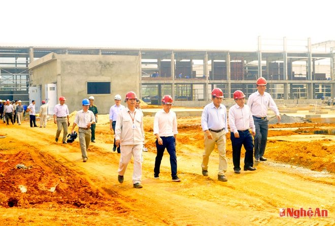 Đoàn công tác của tỉnh kiểm tra tiến độ xây dựng Nhà máy MDF.