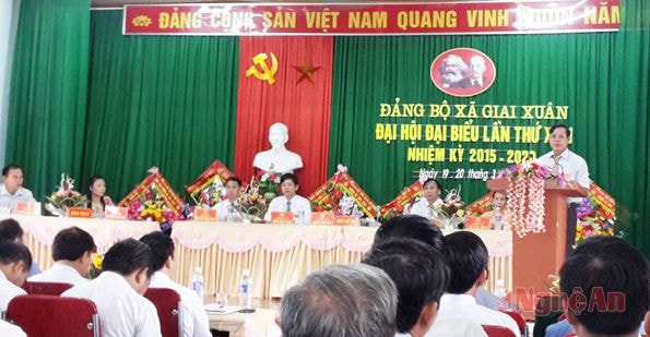 Toàn cảnh đại hội Đảng bộ xã Giai Xuân.