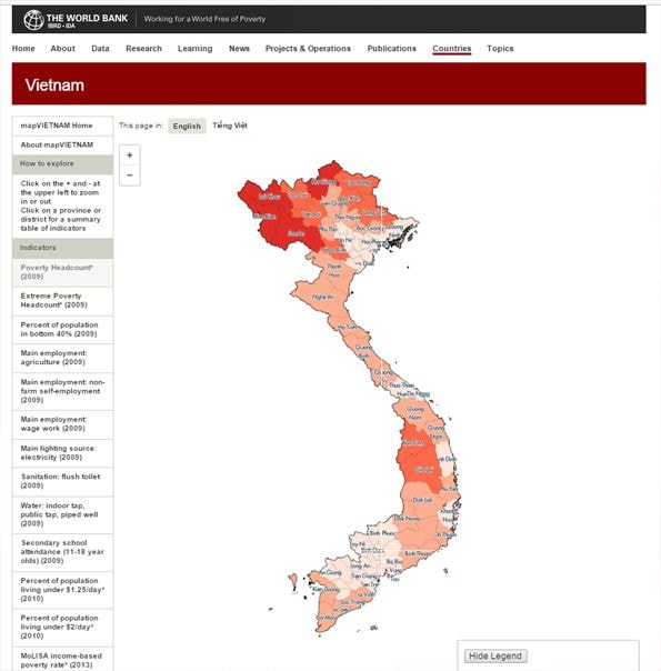 Giao diện trang web MapVietnam