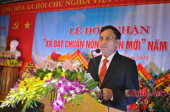 Đại diện UBND xã Hưng Lộc khai mạc buổi lễ đón nhận bằng công nhận NTM