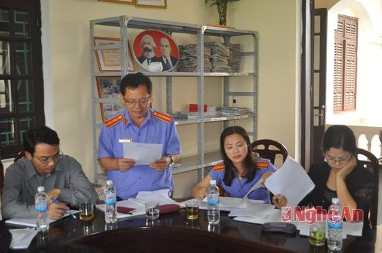 Ông Chu Thanh Hải - Phó Viện trưởng VKS nhân dân huyện Yên Thành báo cáo