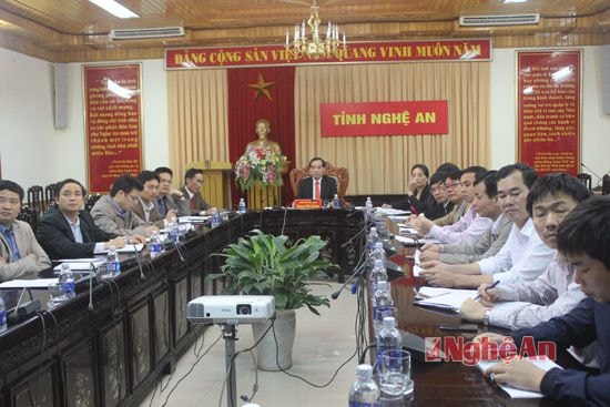 Quang cảnh hội nghị trực tuyến từ điểm cầu Nghệ An